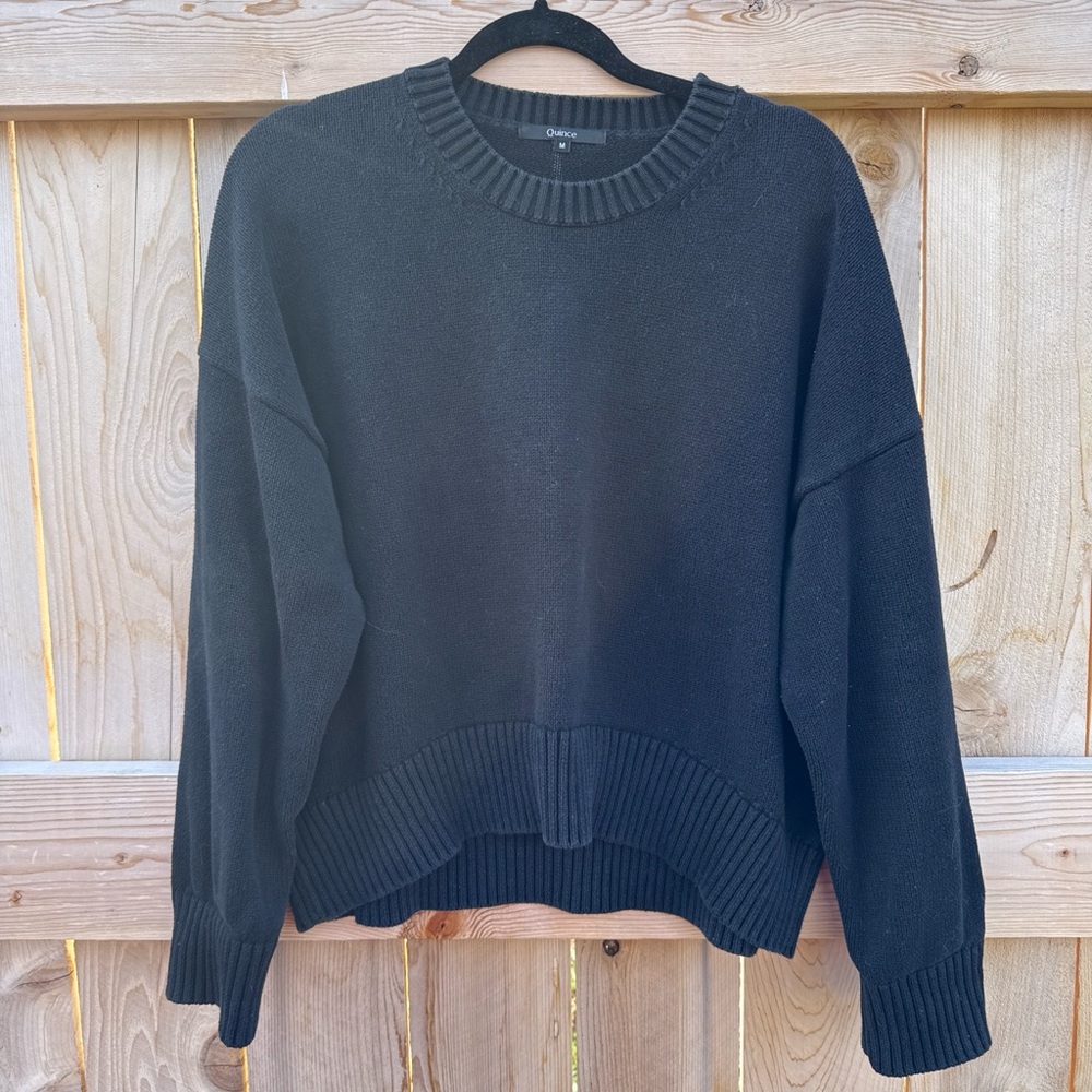 Quince Women's Black Crew Neck Sweater